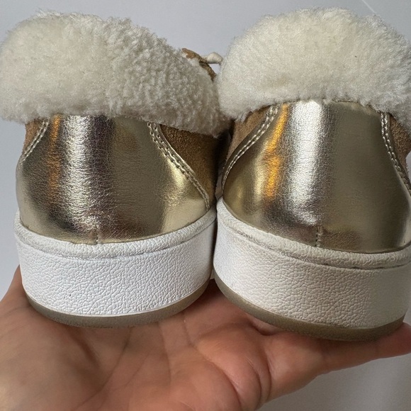 Vintage Havana Belen Chestnut Suede Sneakers w Faux Fur Trim and Gold Accents. 8 - Picture 8 of 15